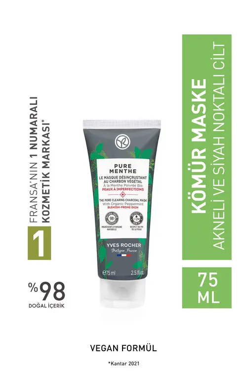 Karma-Yağlı-Akne/Sivilce Eğilimli Cilt, Siyah Nokta Karşıtı Bitkisel Kömür Maske-Pure Menthe-75ml Yorumları