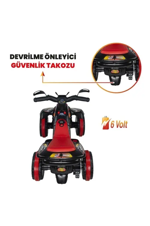 UJ Toys Müzikli Ve Led Işıklı Akülü Atv 6v Safari Atv Siyah