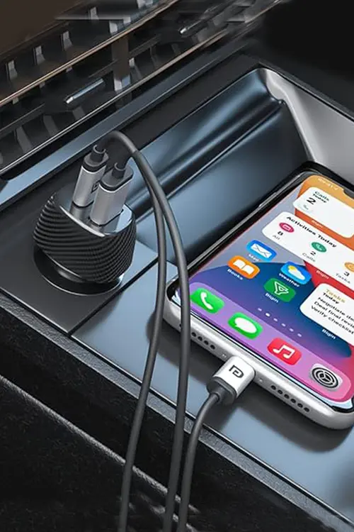 Beatitude Universal Type-c Ve Usb Girişli Araç Metal Çakmaklık Şarj Aleti Çift Girişli Araba Şarz Soketi