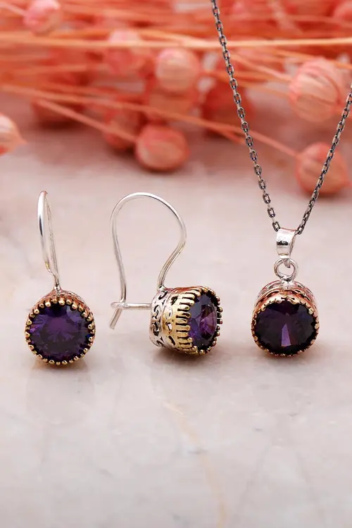 Ametist Elişi Gümüş Ikili Set 2332-yuvarlak Yorumları