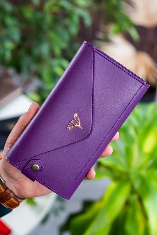 Garbalia Envelope Telefon Ve Bozuk Para Bölmeli Zarf Model Mor (MÜRDÜM) Cüzdan