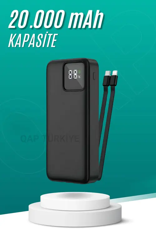 TEKNOHANE Powerbank 20,000 Mah Kablolu Süper Güçlü Taşınabilir Şarj Cihazı ( Iphone Ve Android Uyumlu )