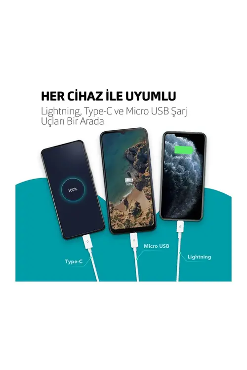 Ttec Trio Şarj Kablosu Usb-a - Usb-c / Lightning / Micro Usb