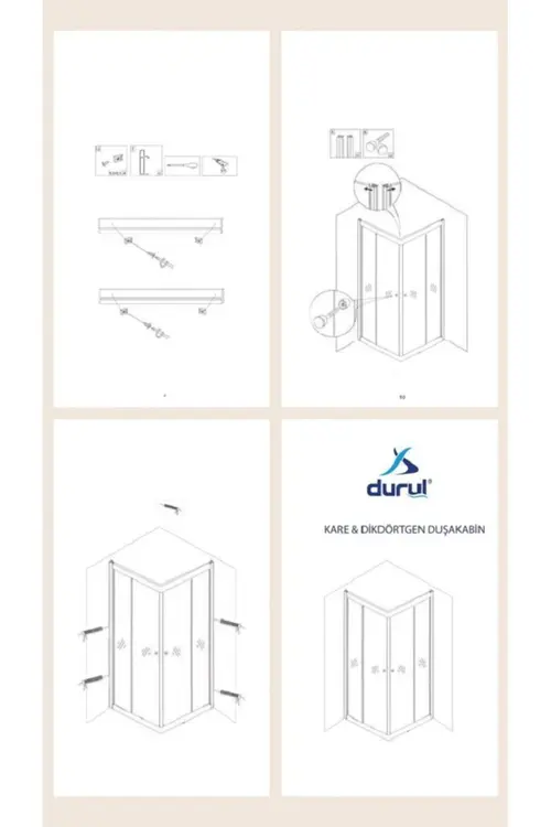Durul Duşakabin Kare Siyah Kumlama Box Desen Cam