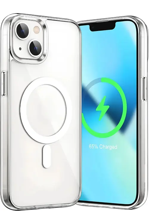 Fibaks İphone 13 Uyumlu Kılıf Kablosuz Şarj Magsafe Wireless Köşe Korumalı Darbe Emici Airbag