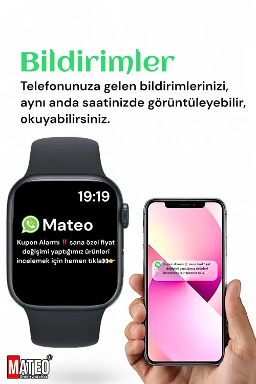 MATEO Akıllı Saat Yeni Nesil T700s Watch 7 Series Ios Androıd Uyumlu Bluetooh Arama Bildirim Alma