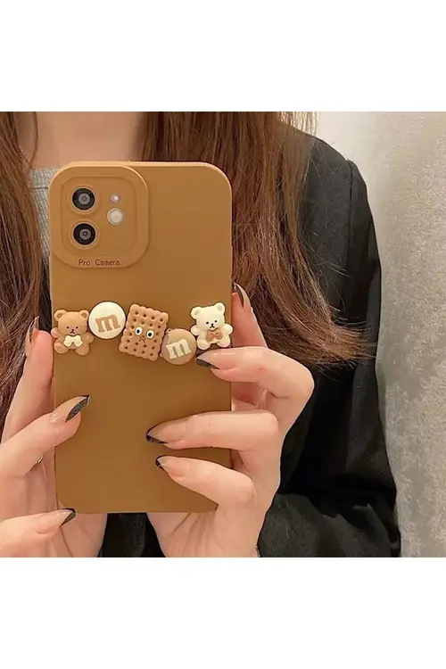 Go Aksesuar Iphone 11 Uyumlu (12 Görünümlü ) 3d Bisküvi Ve Ayıcıklı Kılıf