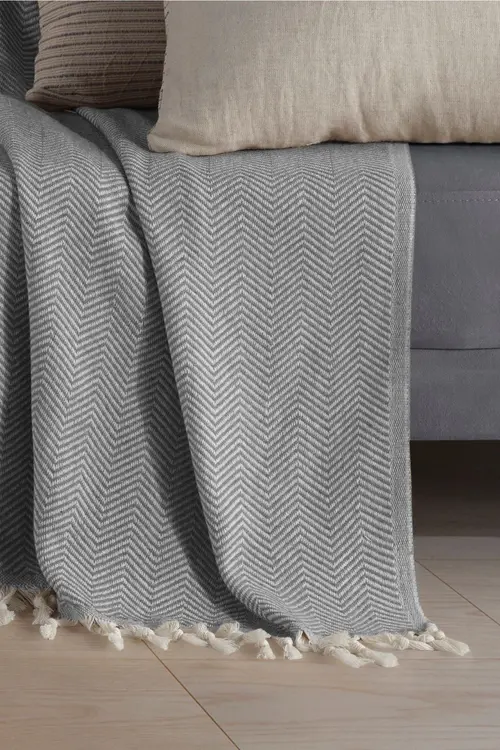 LADYNİL Natural Antrasit Koltuk Örtüsü | Koltuk Şalı 180x210 Pamuk