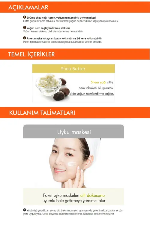 Missha Besleyici Shea Yağı Uyku Maskesi Pure Source Pocket Pack (SHEA BUTTER)