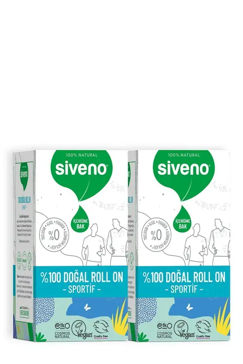 Siveno %100 Doğal Roll-On Sportif Sporcu Deodorant Ter Kokusu Önleyici Bitkisel Lekesiz 50 ml X 2 Adet