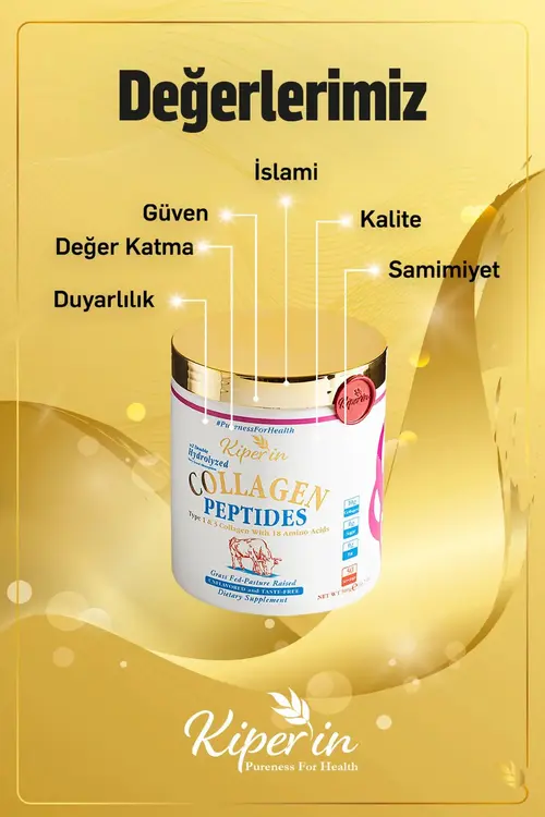 Kiperin %100 Saf Ve Doğal Yüksek Biyoaktif Çift Hidrolize Kolajen Peptitler içeren Diyet Takviyesi(50günlük)