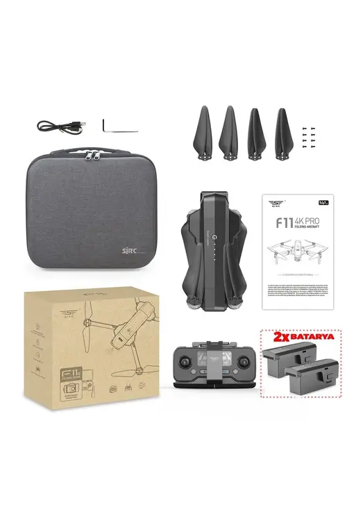 SJRC F11 Pro Combo 4k Kameralı Drone Seti - 2 Batarya - 1.5 Km Menzil - 26dakika Uçuş Süresi Çanta Hdr10