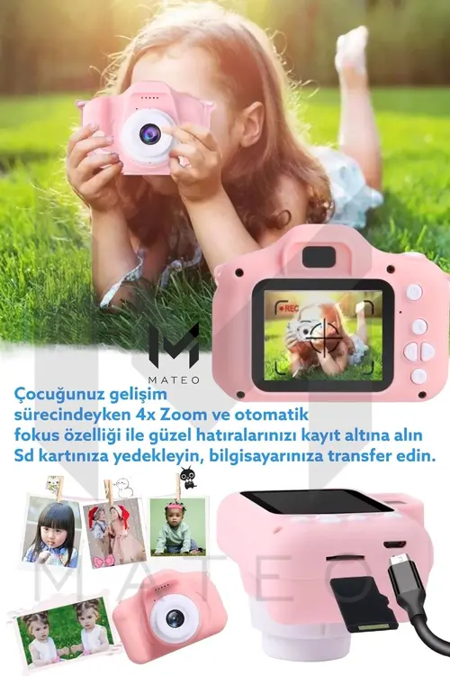 MATEO Dijital Fotoğraf Makinesi Çocuk Mini 1080p Hd Kamera Selfie Cocuk 40mp Fotoğraf Makine 4xzoom 2023