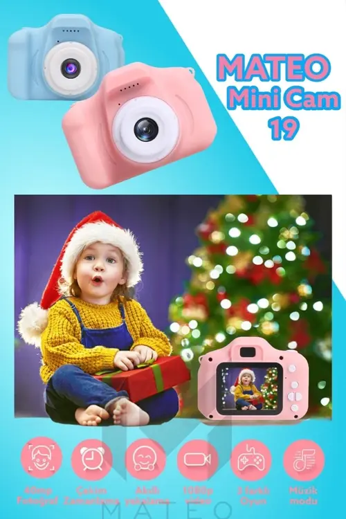 MATEO Dijital Fotoğraf Makinesi Çocuk Mini 1080p Hd Kamera Selfie Cocuk 40mp Fotoğraf Makine 4xzoom 2023
