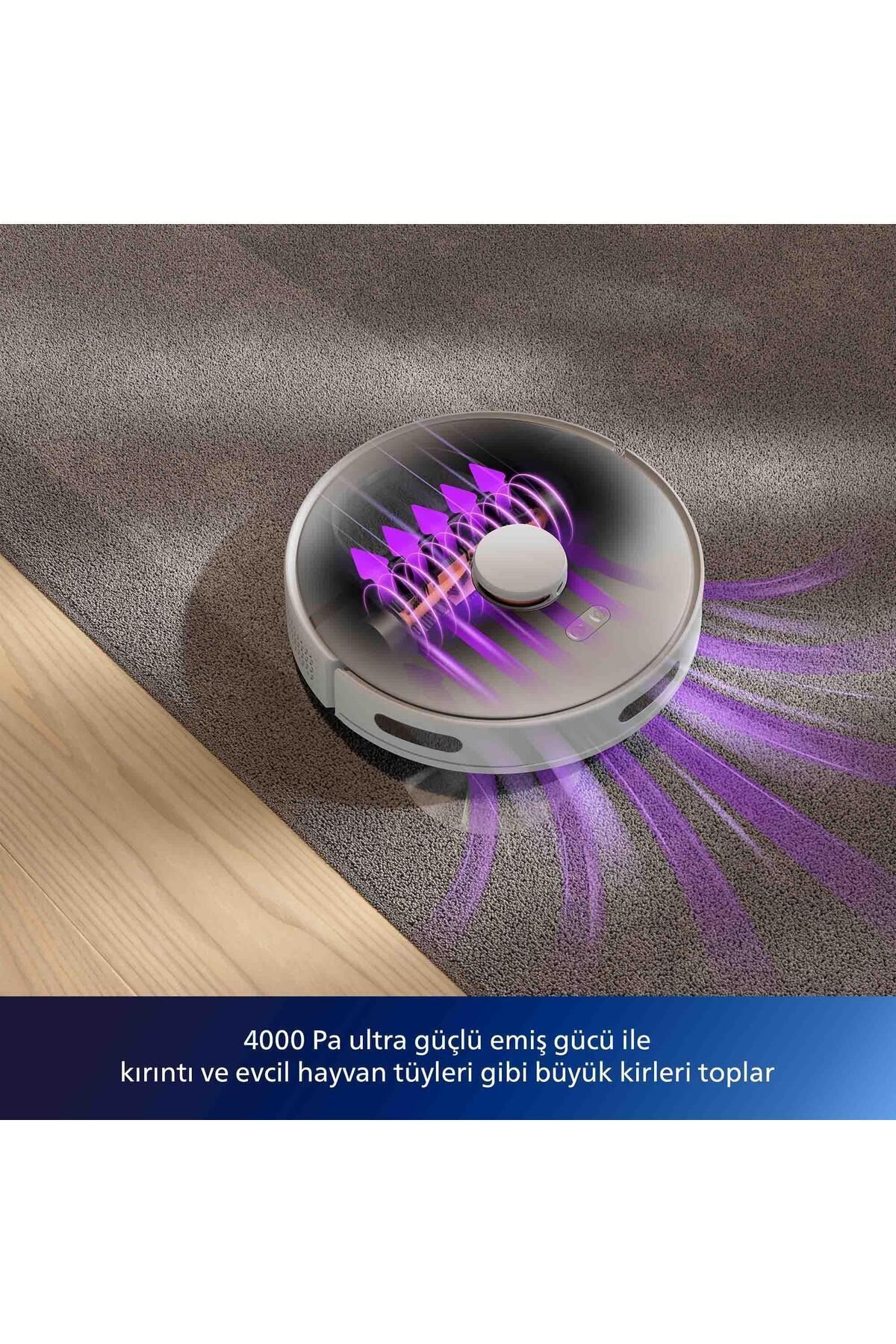 Philips 3000 Serisi Islak Kuru Moplu Beyaz Robot Süpürge,4000 Pa, Sert Zemin Ve Halıya Uygun