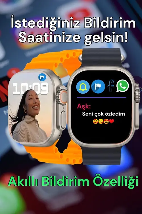 MATEO Akıllı Saat Watch 8 Ultra 45mm 1.99 Inç Türkçe Tüm Telefonlara Uyumlu Bluetooth Arama Gri Smartwatch