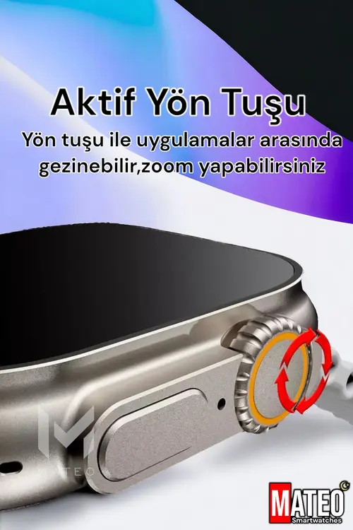 MATEO Akıllı Saat Watch 8 Ultra 45mm 1.99 Inç Türkçe Tüm Telefonlara Uyumlu Bluetooth Arama Gri Smartwatch