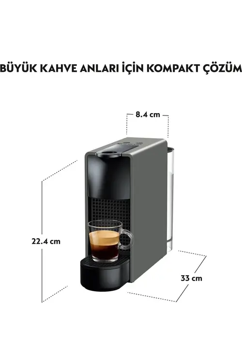 Nespresso C35 Essenza Mini Gri Kahve Makinesi ve Süt köpürtücü Aksesuar