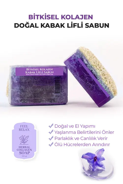 Biolea's skincare Biolea’s Doğal Kabak Lifli Bitkisel Kolajen Postbiyotik Sabun 110 gr