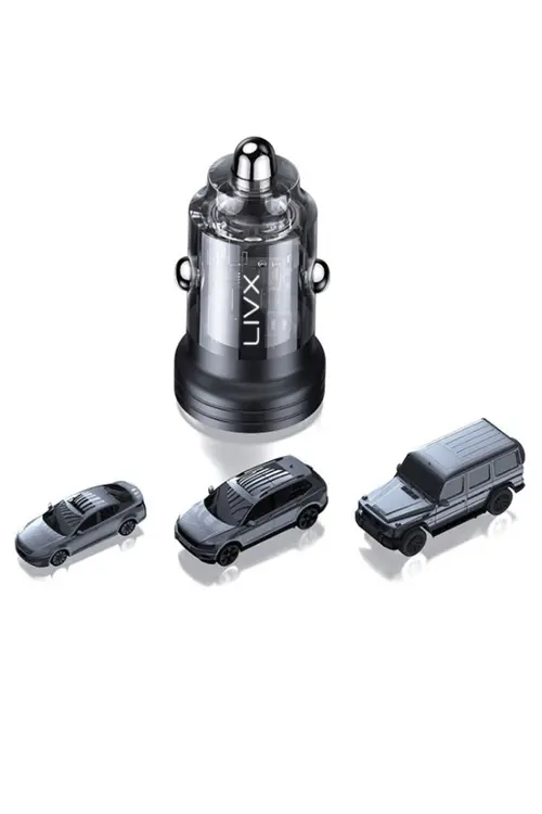 LivX Transparent 45W PD/QC Type C ve USB Çıkış Ultra Hızlı Mini Araç şarj Cihazı L35