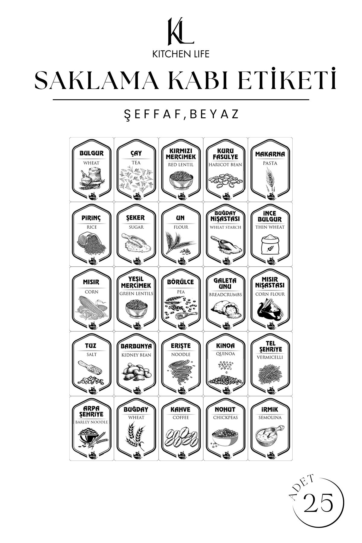 Kitchen Life 6'lı Etiketli Moly Dikdörtgen Erzak Saklama Kabı Seti 2000ml -Çoklu Yapılabilen Set Kapaklı 2 Litre