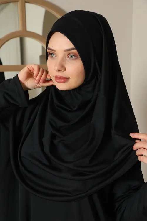 medipek Tek Parça Namaz Elbisesi Boydan Giymeli Siyah