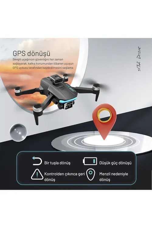 piha S132 Gps Drone 2batarya Ile 40dk Uçuş Süresi Beni Takip Et Modu 1080p Hd Kamera