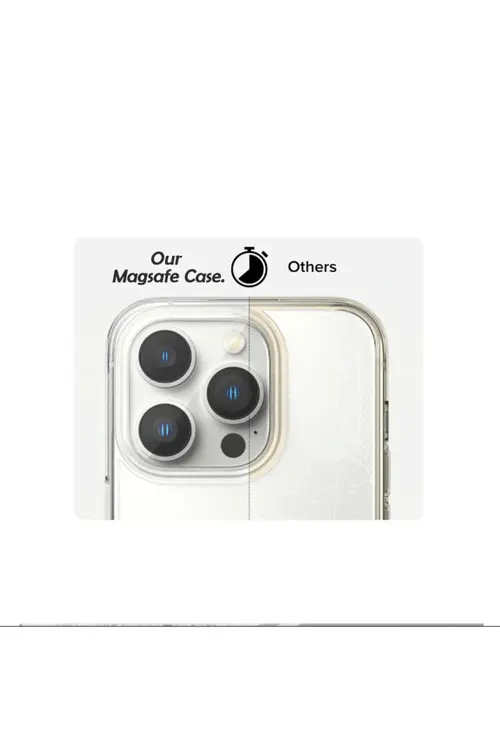 Fibaks İphone 15 Pro Max Uyumlu Kılıf Magsafe Wireless Kablosuz Şarj Destekli Sert Şeffaf Darbe Emici Kapak