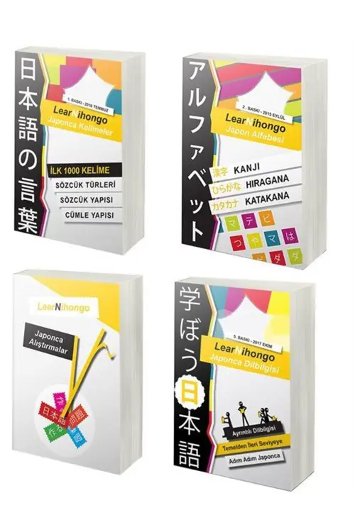 Learnihongo Japonca Dilbilgisi, Kelimeler, Alıştırmalar, Alfabe 4 Kitap Set & Japonca Öğreten Kit... Yorumları
