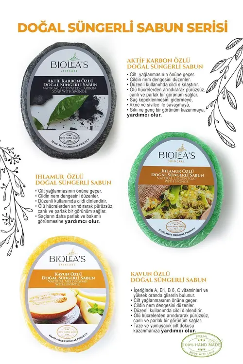 Biolea's skincare Kavun Özlü Doğal Süngerli Sabun 130 gr