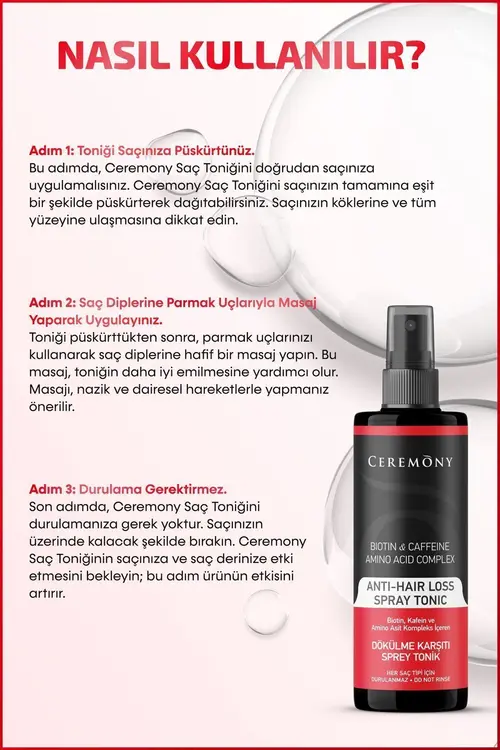 Ceremony Biotin & Kafein & Amino Kompleks Içeren Dökülme Karşıtı Saç Sprey Toniği 250 ml