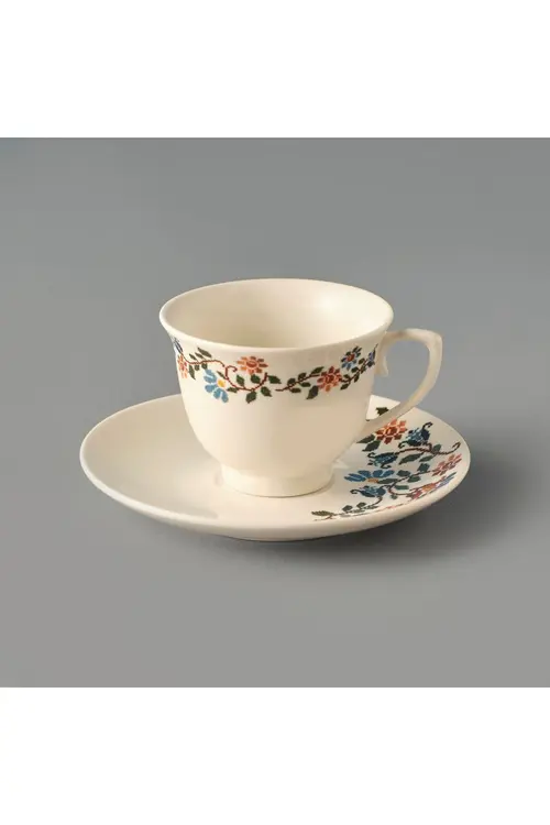 Bella Maison Vintage Porselen 6'lı Kahve Fincanı Takımı Mavi (90 cc)