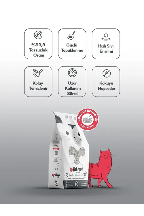 Toi Moi 4'lü Avantaj Paketi Koku Hapseden, Topaklanan,tozsuz Aktif Karbonlu Bentonit Kedi Kumu 4x5kg