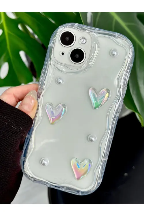 Iphone 13 Ve 14 Uyumlu 3d Oyuncaklı Incili Şeffaf Kalp Tasarımlı Esnek Silikon Kılıf Yorumları