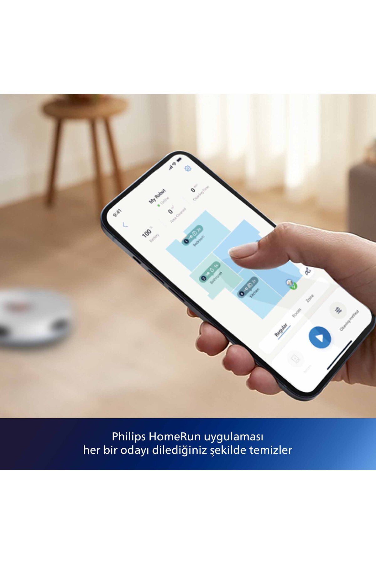 Philips HomeRun 2000 Serisi Aqua İstasyonlu Beyaz Robot Süpürge, XU2100/20